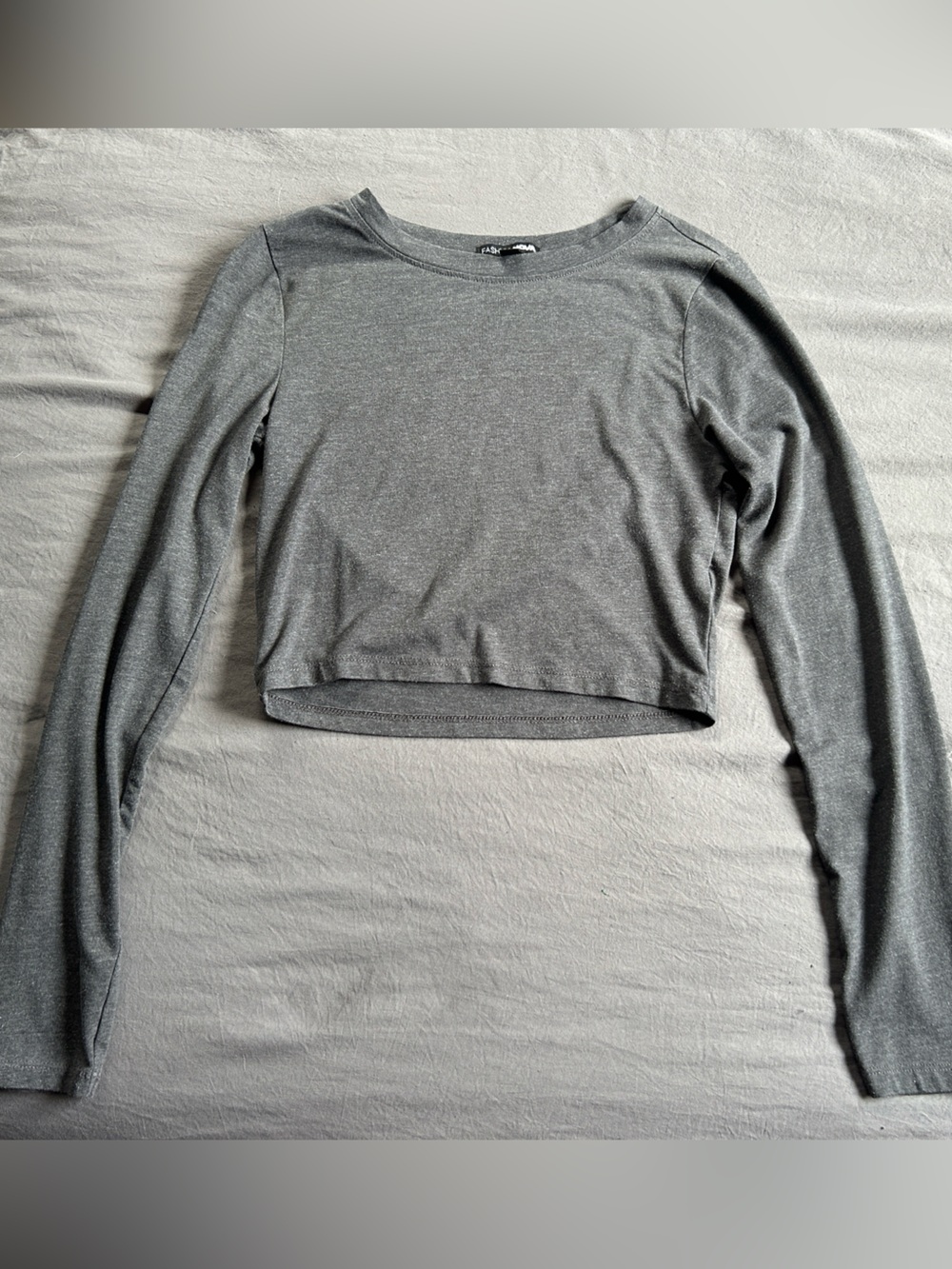 Gray Long Sleeve Cropped Shirt